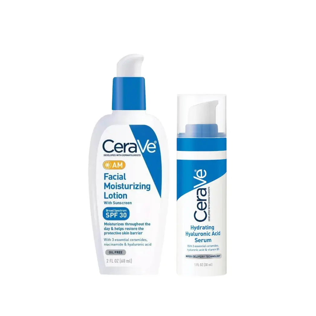 Cerave Hydrating Duo (Cerave AM Facial Moisturizing Lotion with Sunscreen SPF 30 60ml) + (CeraVe Hydrating Hyaluronic Acid Serum)