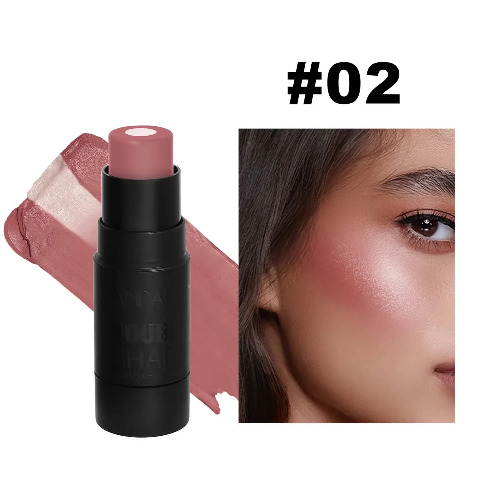 Handaiyan 2 In 1 Blush & Highlight Stick - 02 ROSE GLOW