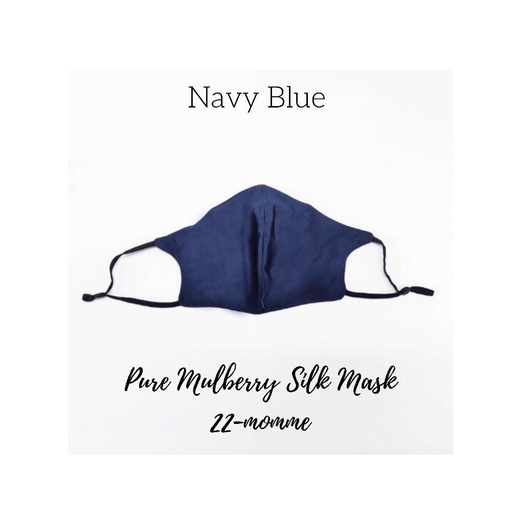 I Love Me 100% Mulberry Silk Facemask - NAVY BLUE
