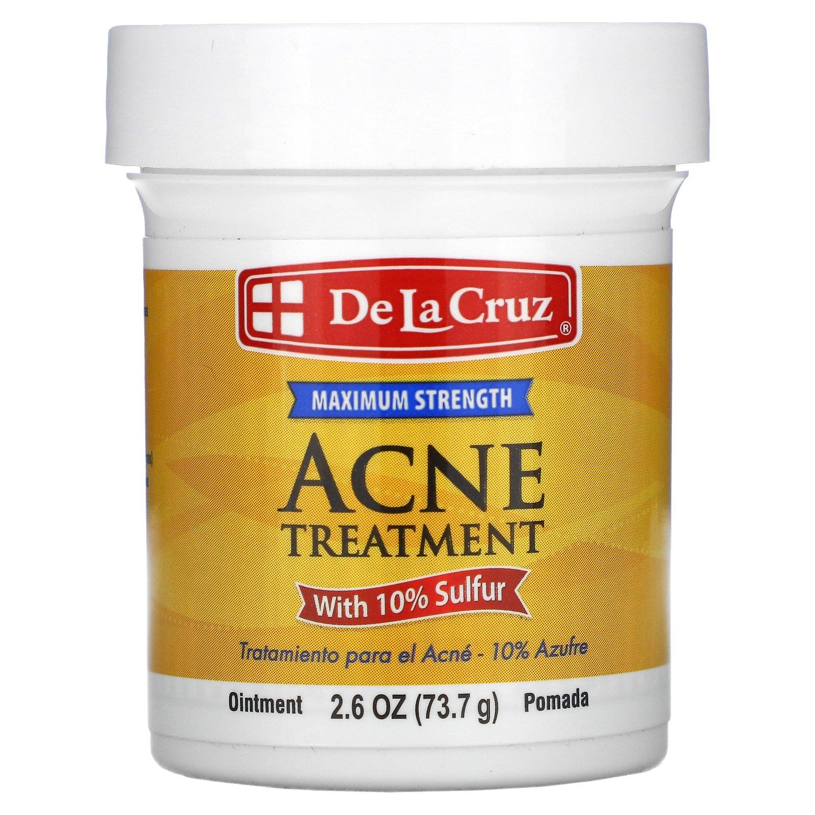 De La Cruz 10% Sulfur Ointment Maximum Strength Acne Treatment 73.7g