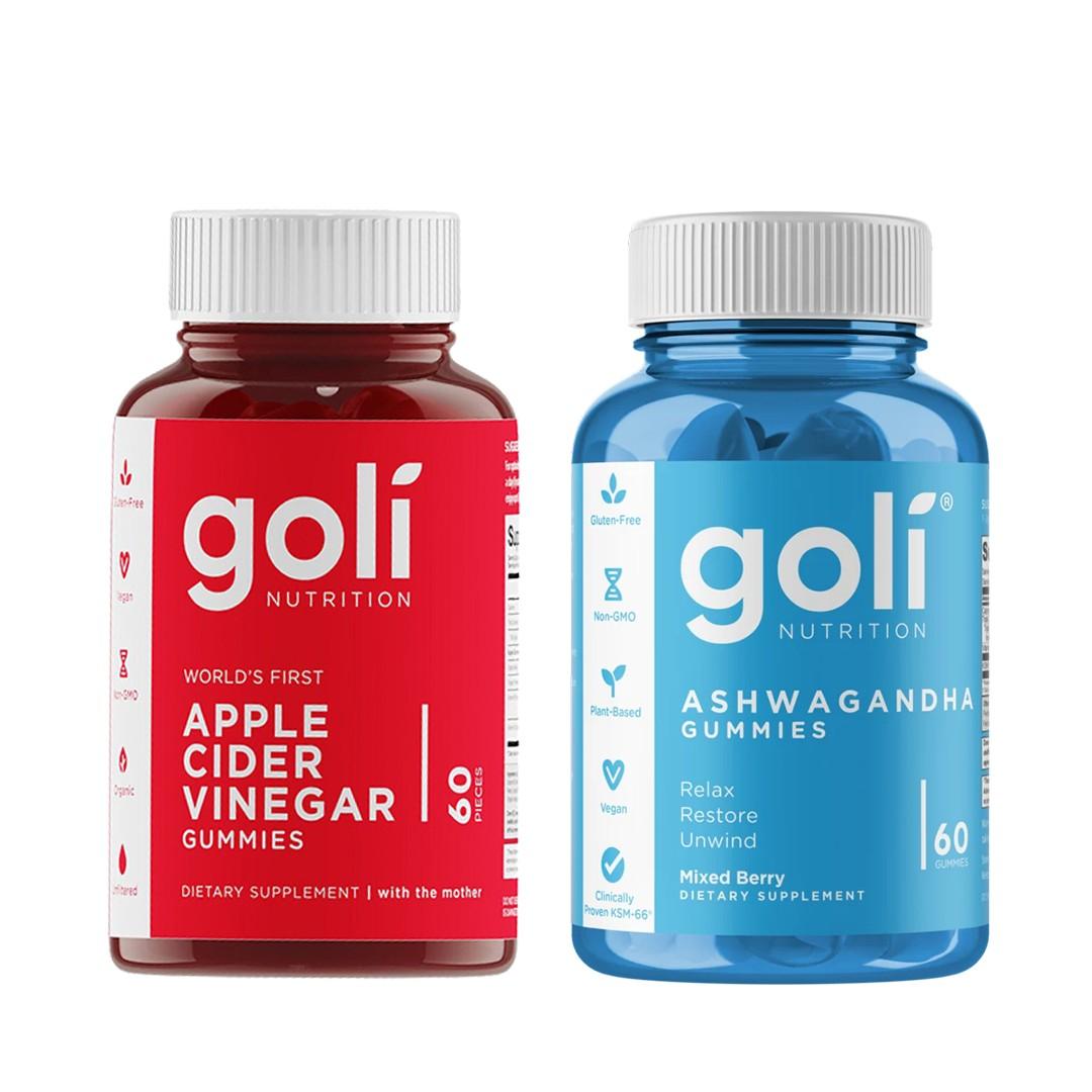 Goli Nutrition Apple Cider Vinegar Gummies + Ashwagandha Gummies Bundle