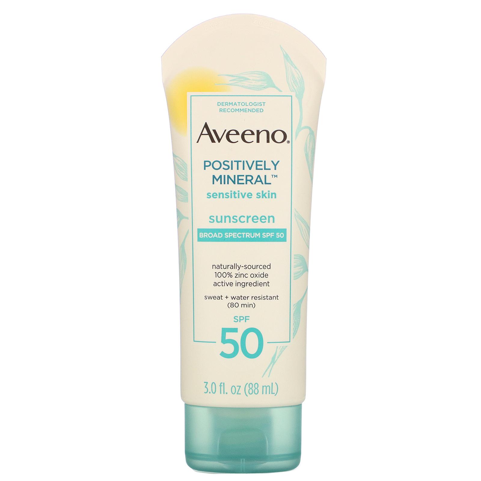 Aveeno Positively Mineral Sensitive Skin Sunscreen Broad Spectrum SPF 50