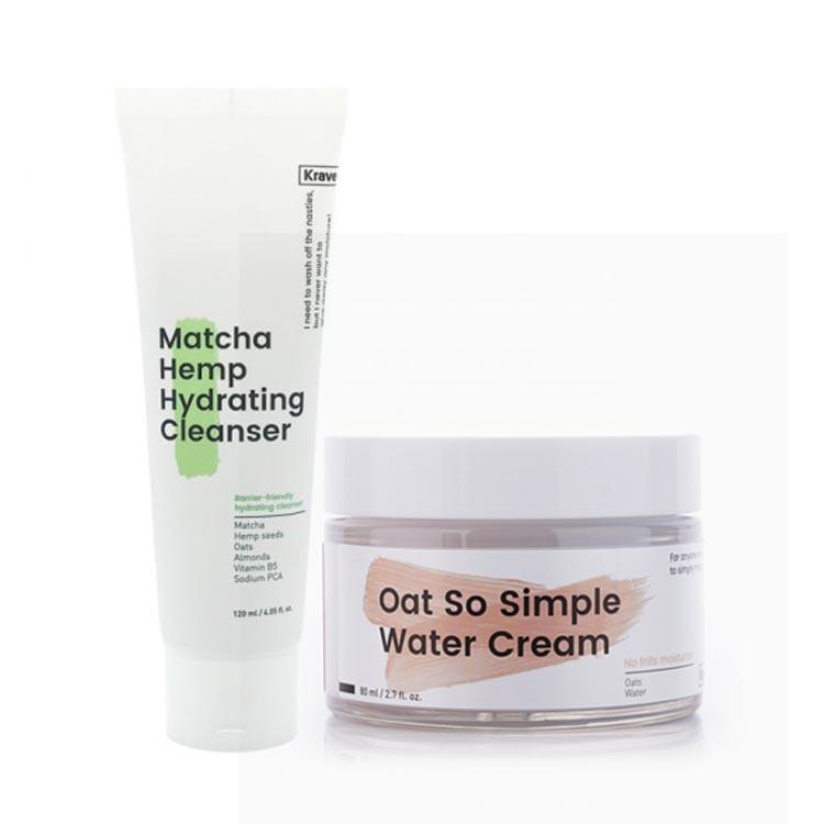 Krave Beauty Core Series (Matcha Hemp Hydrating Cleanser + Oat So Simple Water Cream)